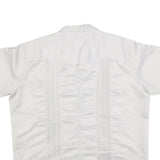 COPACABANA Mens White Polyester Short Sleeve Shirt XL Button Front Embroidered