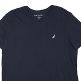 NAUTICA Mens Navy Blue V-Neck Cotton Blend T-Shirt XL Classic Fit Casual
