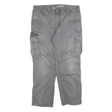 CARHARTT Mens Relaxed Fit Grey Cotton Blend Cargo Trousers W40 L32 Workwear