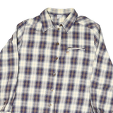 BAROLO C Womens Cream & Blue Checked Shirt L Cotton Blend Button Fastening