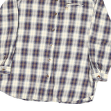 BAROLO C Womens Cream & Blue Checked Shirt L Cotton Blend Button Fastening