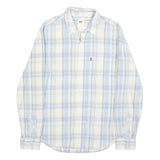 LEVI'S Mens Blue & Cream Check Shirt S Casual Cotton Long Sleeve Button Up