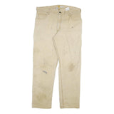 CARHARTT Mens Cotton Blend Beige Relaxed Fit Straight Leg Trousers W38 L32