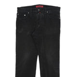 PIERRE CARDIN Mens Cotton Blend Black Regular Straight Trousers W35 L30 Zip