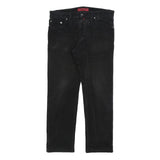 PIERRE CARDIN Mens Cotton Blend Black Regular Straight Trousers W35 L30 Zip