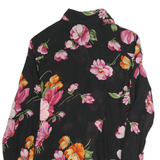 ELLEN TRACY Womens Black & Pink Floral Shirt M Elegant Polyester Button Down