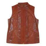 CITY LOOK Womens Rust Brown Jacket L Polyester Blend Plain Zip Sleeveless