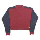 ADIDAS Womens Burgundy & Navy Sweatshirt Crew Neck S Three Stripes Logo