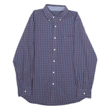CHAPS Mens Blue & Red Check Shirt M Button Down Collar Long Sleeve Cotton Blend
