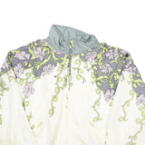VOGLIO Womens White & Grey Floral Nylon Jacket XL Lightweight Zip Up Casual