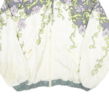 VOGLIO Womens White & Grey Floral Nylon Jacket XL Lightweight Zip Up Casual