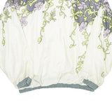 VOGLIO Womens White & Grey Floral Nylon Jacket XL Lightweight Zip Up Casual