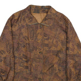 Womens Brown Abstract Print Jacket XL Woven Zip Long Sleeve Casual Outerwear