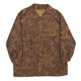 Womens Brown Abstract Print Jacket XL Woven Zip Long Sleeve Casual Outerwear