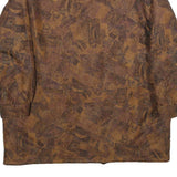 Womens Brown Abstract Print Jacket XL Woven Zip Long Sleeve Casual Outerwear