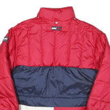 TOMMY HILFIGER Mens Red & Navy Colourblock Puffer Jacket M Polyester Blend Zip