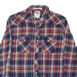 LEVI'S Mens Blue & Red Plaid Shirt L Cotton Blend Button Front Casual