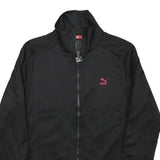 PUMA Womens Black Pink Logo Jacket M Polyester Blend Zip Athletic Track Top