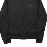 PUMA Womens Black Pink Logo Jacket M Polyester Blend Zip Athletic Track Top