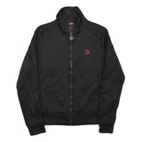 PUMA Womens Black Pink Logo Jacket M Polyester Blend Zip Athletic Track Top