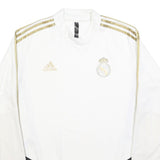 ADIDAS Mens White & Gold Football Shirt L Long Sleeve Crew Neck Real Madrid