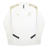 ADIDAS Mens White & Gold Football Shirt L Long Sleeve Crew Neck Real Madrid