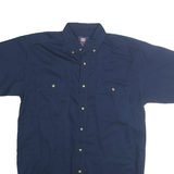 FADED GLORY Mens Navy Blue Shirt M Cotton Button-Down Short Sleeve Casual