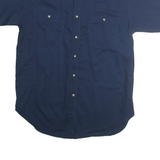 FADED GLORY Mens Navy Blue Shirt M Cotton Button-Down Short Sleeve Casual