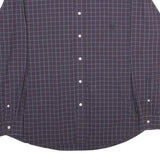 CHAPS Mens Maroon & Blue Check Shirt XL Classic Button Down Cotton Blend