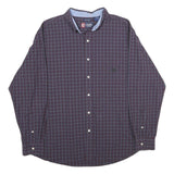 CHAPS Mens Maroon & Blue Check Shirt XL Classic Button Down Cotton Blend