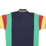 COURT CLUB Mens Navy Green Red & Yellow Colour Block Short Sleeve Polo Shirt L