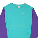 CHAMPION Mens Blue & Purple Crew Neck S Cotton Blend Sweatshirt Casual Pullover