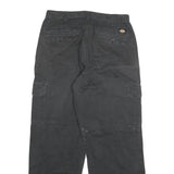 DICKIES Mens Black Regular Fit Straight Denim Jeans W32 L32 Cargo Pockets Zip