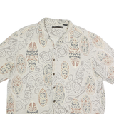 AIX Mens Beige & Brown Patterned Cotton Shirt 2XL Short Sleeve Casual
