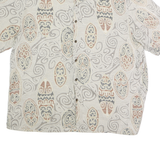 AIX Mens Beige & Brown Patterned Cotton Shirt 2XL Short Sleeve Casual