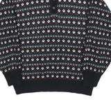 ENHANCE Womens Black Patterned Button Up Acrylic Jumper L Floral Knit