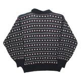 ENHANCE Womens Black Patterned Button Up Acrylic Jumper L Floral Knit