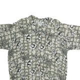 HANA BAY Mens Green & Cream Floral Cotton Shirt L Casual Button Front