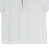 LACOSTE Mens White & Navy Blue Short Sleeve Polo Shirt M Cotton Blend Classic