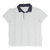 LACOSTE Mens White & Navy Blue Short Sleeve Polo Shirt M Cotton Blend Classic