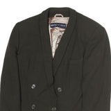 EMPORIO ARMANI Womens Black Button Cotton Blend Jacket M Plain Classic Tailored