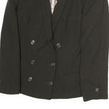 EMPORIO ARMANI Womens Black Button Cotton Blend Jacket M Plain Classic Tailored