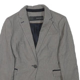 ZARA BASIC Womens Grey & Black Blazer Jacket M Polyester Blend Checked Stylish