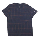 CHAMPION Mens Navy & Red Graphic T-Shirt L Short Sleeve Crew Neck Cotton Blend