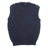 NAUTICA Mens Blue & White Patterned V-Neck Cotton Jumper M Sleeveless Classic