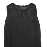 OBJECT Womens Black Plain Jumper Round Neck Basic Knit Size S Lightweight Casual