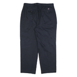 TOMMY HILFIGER Mens Cotton Blend Navy Relaxed Straight Trousers W38 L30 Casual