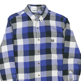 CHAPS Mens Blue & Black Check Shirt L Button Down Collar Cotton Blend Long