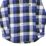 CHAPS Mens Blue & Black Check Shirt L Button Down Collar Cotton Blend Long