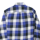 CHAPS Mens Blue & Black Check Shirt L Button Down Collar Cotton Blend Long